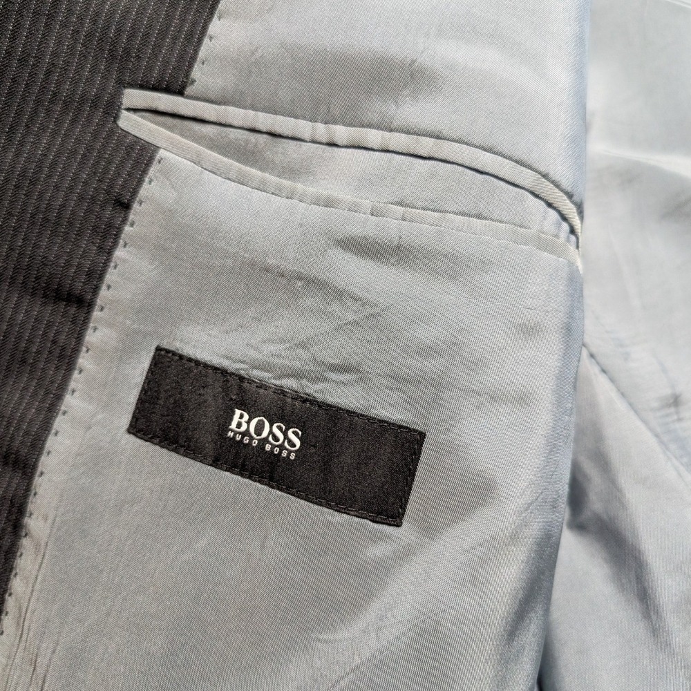 Hugo Boss Blazer Mens Charcoal Pinstripe Two Button Pasolini Movie Jacket 46R - Picture 14 of 16